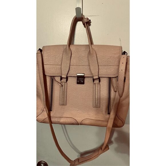 3.1 Phillip Lim Pashli Blush Zipper Leather Tote Satchel Crossbody Beautiful - Picture 4 of 14